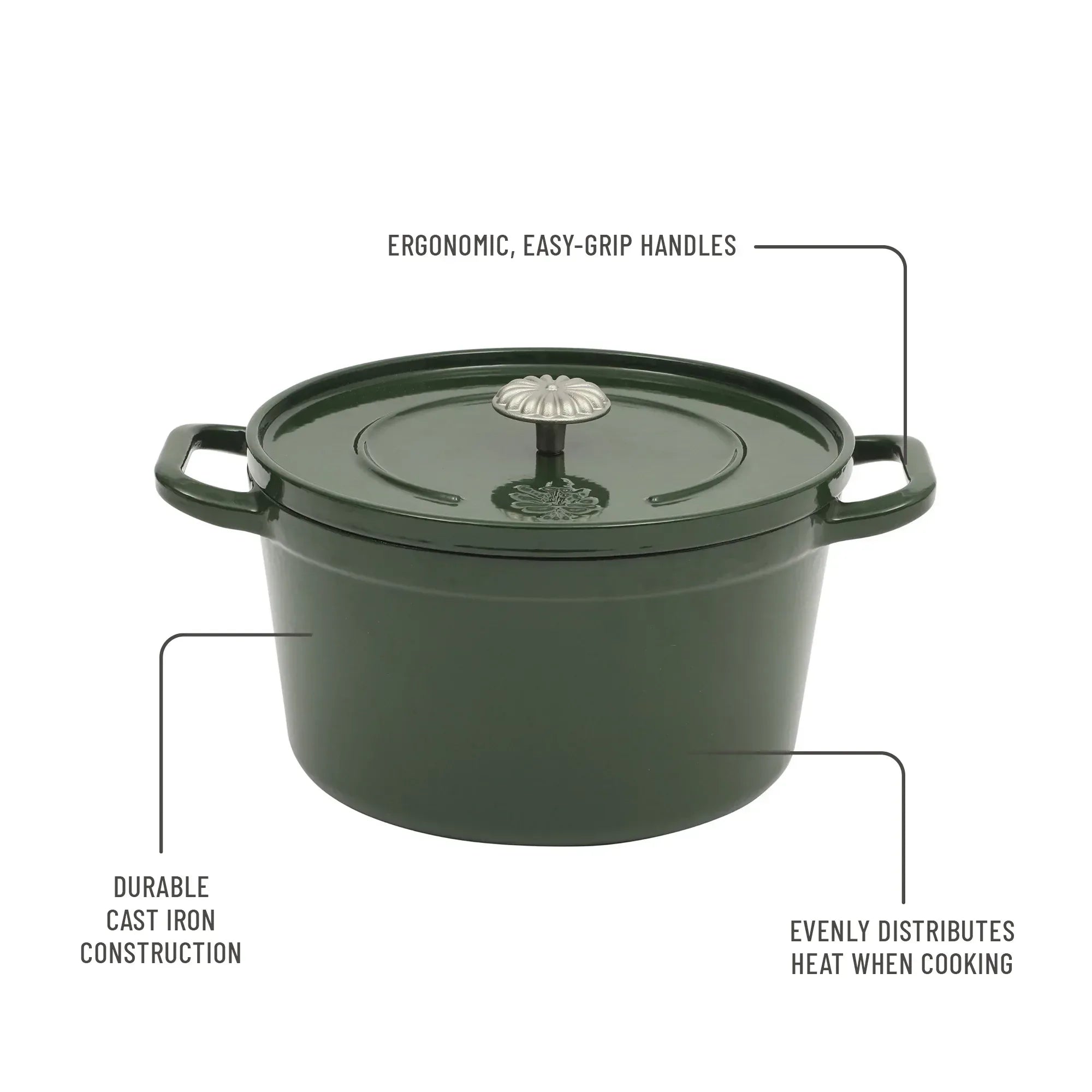 The Pioneer Woman 5-Quart Enamel Cast Iron Dutch Oven with Lid, Dark Green