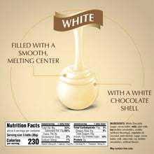 White chocolate truffle illustration showing a smooth melting center in a white shell