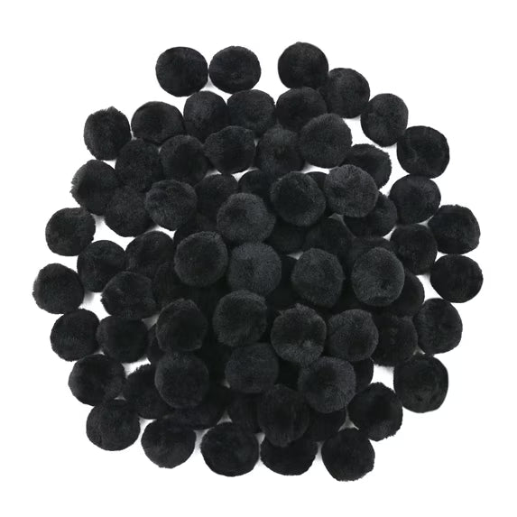 Hello Hobby Black Craft Pom Poms, 80 Piece