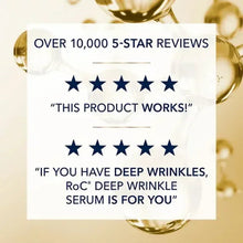 Retinol serum reviews card with five-star ratings and customer text