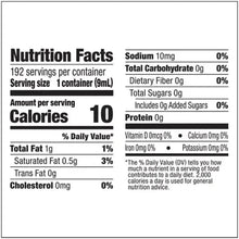 Half-and-half creamer nutrition facts panel with calories and macronutrient values