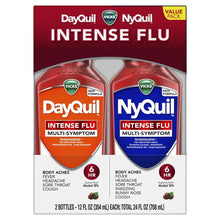 Cold & flu liquid value pack with DayQuil and NyQuil bottles, total 2 x 12 fl oz