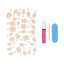 Set of press-on nail tips with adhesive tube and nail file, assorted sizes