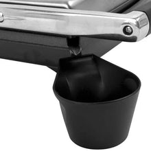 Drip tray for indoor panini press, black cup under the handle