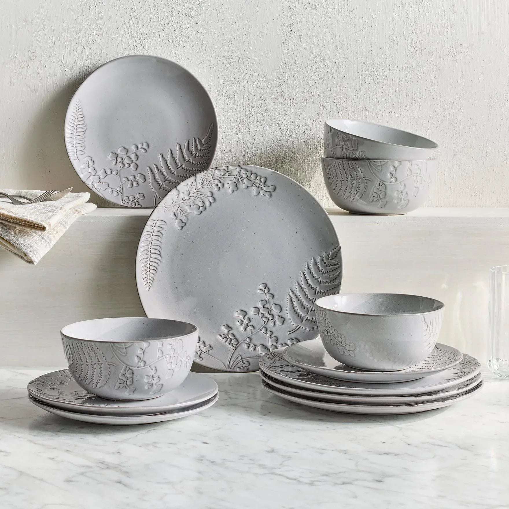 Better Homes & Gardens-Ellie Gray Stoneware 12-Piece Dinnerware Set