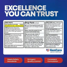 GenCare nasal decongestant tablets drug facts panel with directions and warnings