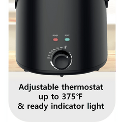 Mainstays 2QT Electric Deep Fryer, Matte Black - Household, 1000W - USA MEGA SHOP