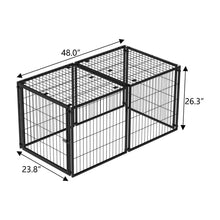 Black dog kennel size diagram: 48 in L, 26.3 in H, 23.8 in W.