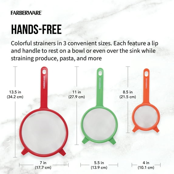 Farberware Professionals Red, Green & Orange Strainer Set of 3