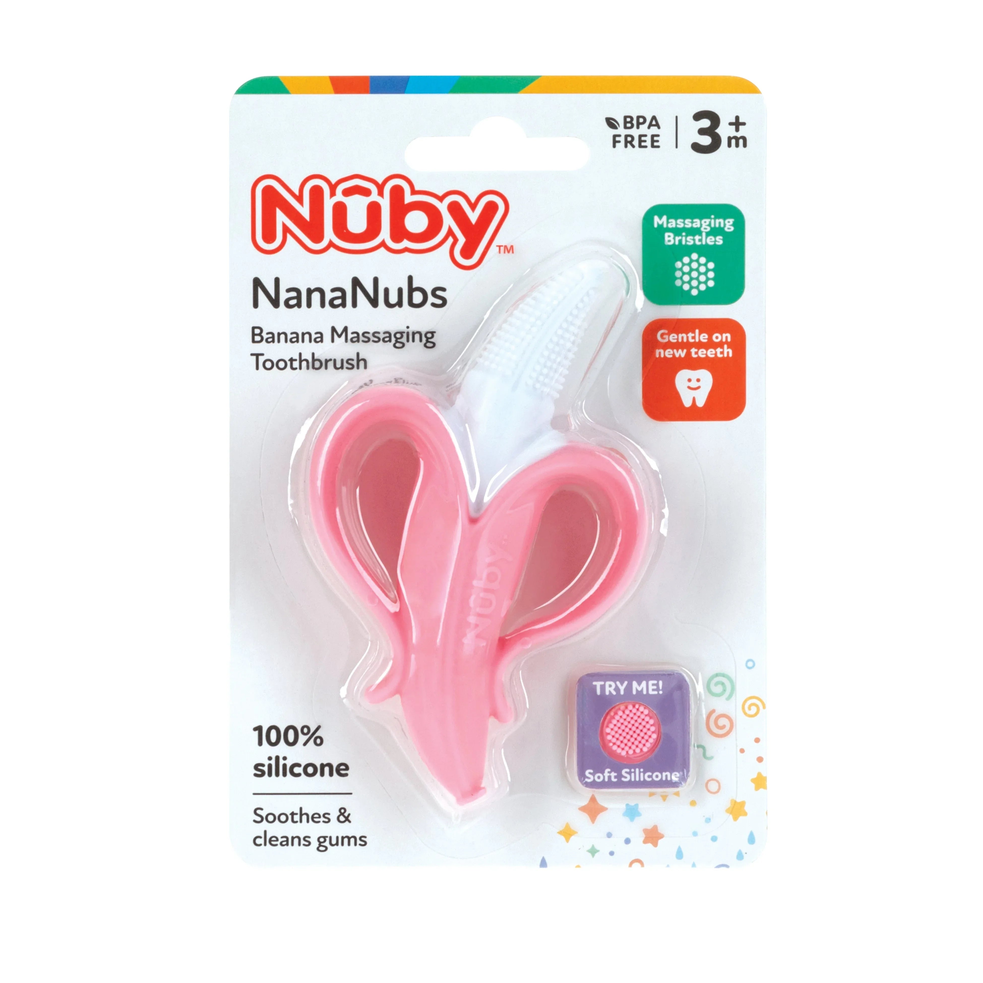 Nuby NanaNubs Banana Massaging Toothbrush for Infants, Pink - USA MEGA SHOP
