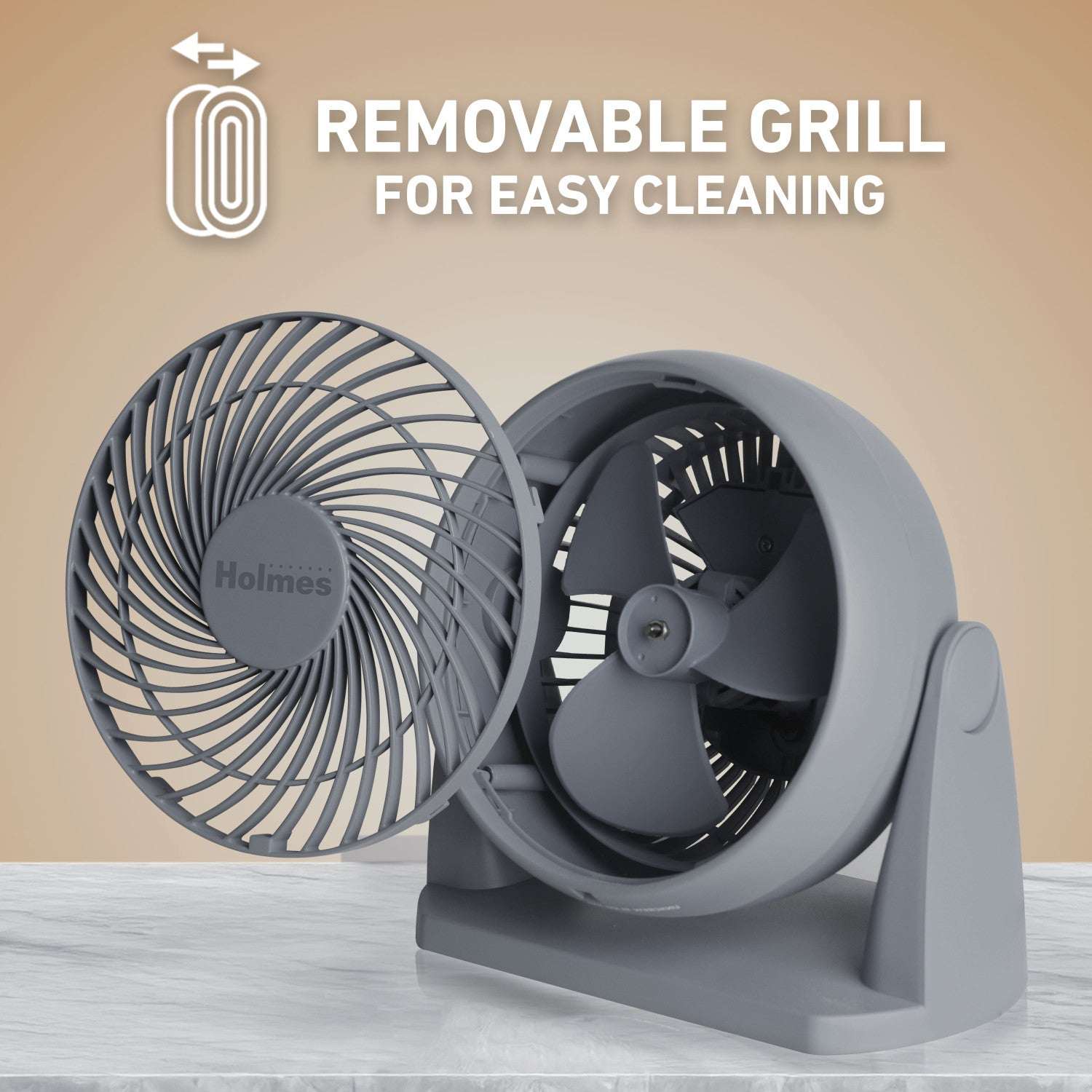 Holmes Blizzard 3-Speed Air Circulator Fan, 90° Adjustable Tilt, Removable Grill, Gray