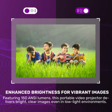 Projected video display with children and streaming icons