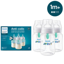 Clear anti-colic baby bottle set, 3-pack, 9 oz, AirFree vent