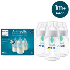 Philips Avent Anti-colic Bottle with AirFree Vent, 9oz, 3pk, Clear, SCY703/03