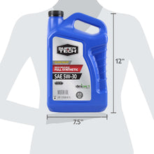 Blue motor oil jug with front label for full synthetic SAE 5W-30