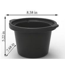 2-quart manual slow cooker stoneware insert, round dark pot with side rim handles