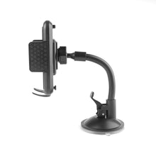 Universal windshield or dashboard phone mount with suction cup base and swivel arm, black