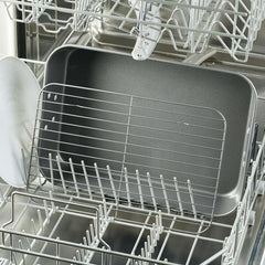 Farberware Bakeware Roasting Pan with Removable Flat Rack - 10.5x15 Inches, Dishwasher Safe, Oven-Safe to 450°F, Non-Stick Finish, Gray