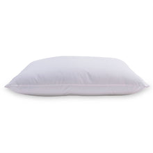 White cooling pillow with smooth fabric and rounded edges
