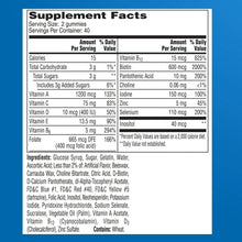 Supplement facts label for One A Day Men’s Multi gummy supplement, serving size 2 gummies