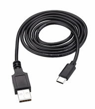 Black power cable with USB-A plug and USB-C connector for mini tower fan
