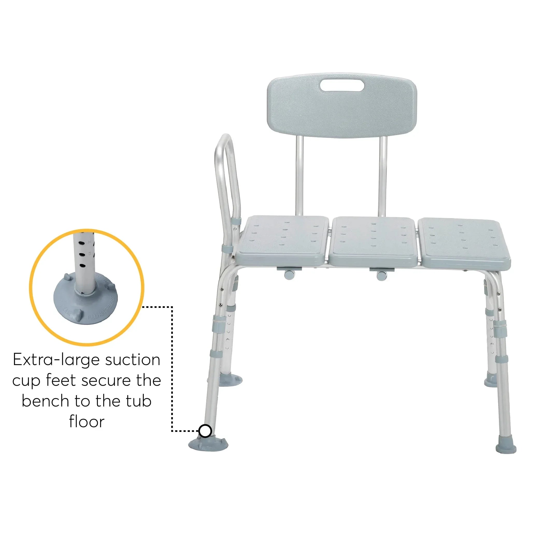 Drive Medical Plastic Tub Transfer Bench with Adjustable Backrest