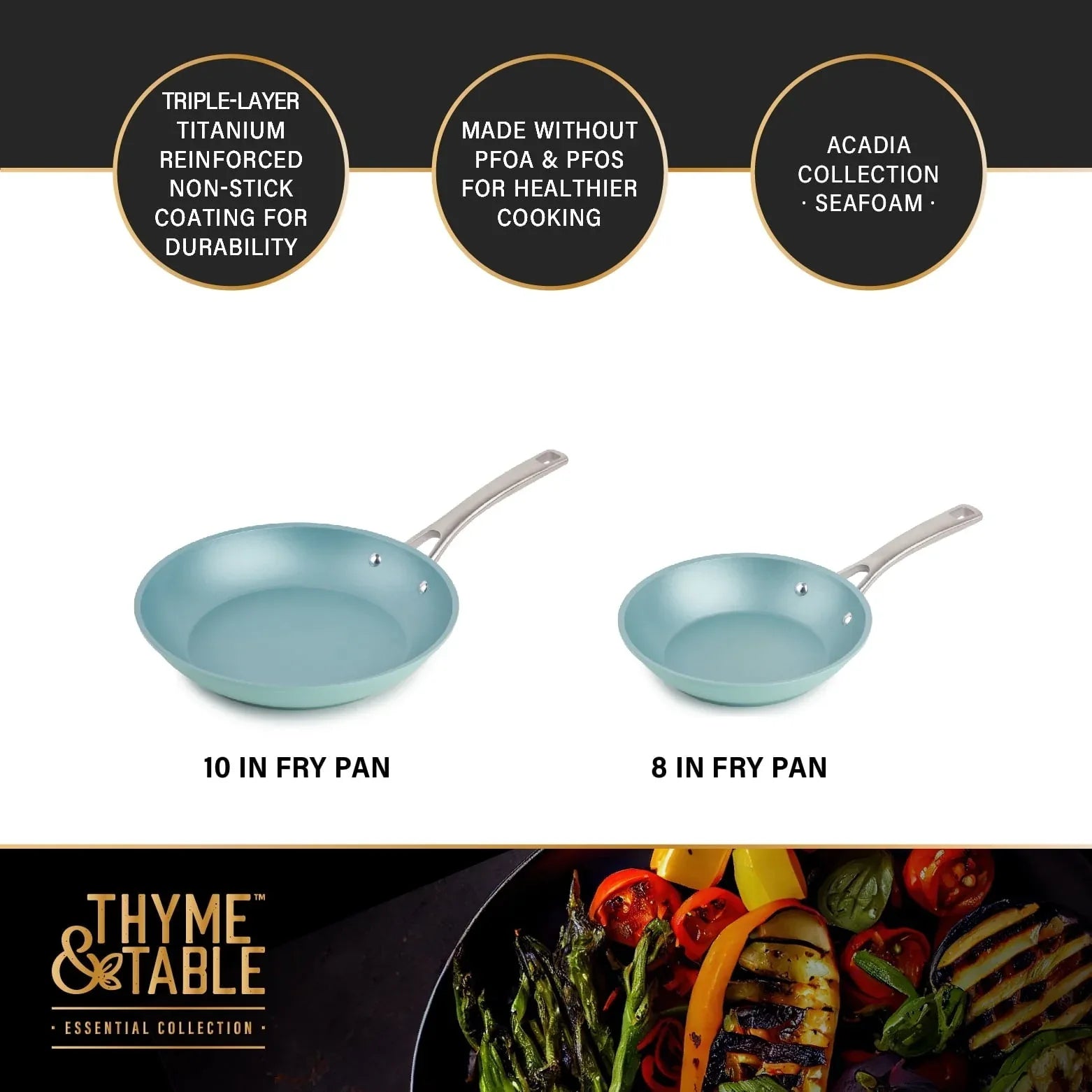 Thyme & Table 12 Piece Non-Stick Acadia Cookware Set, Pots and Pans Set - Blue - USA MEGA SHOP