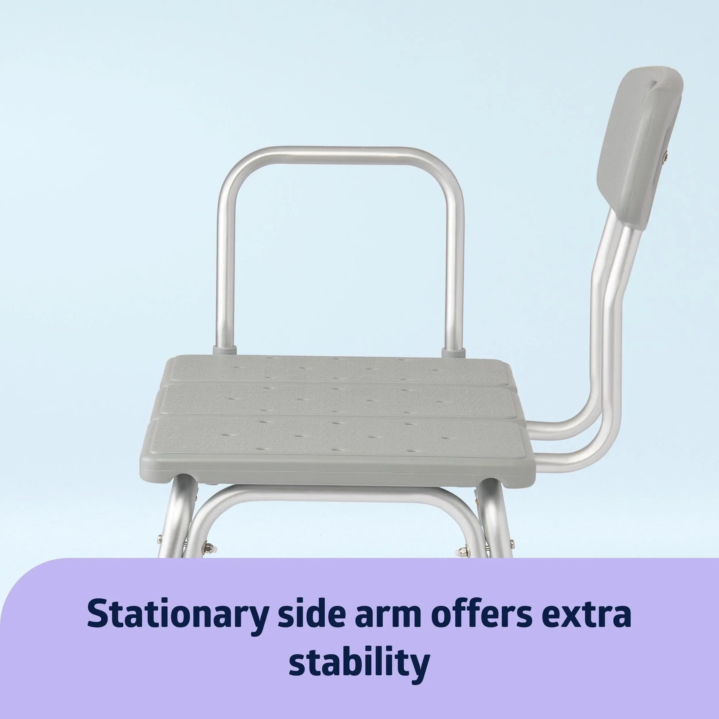 Medline Shower and Bathtub Chair Transfer Bench, Sturdy, 400 lb Weight Capacity, Aluminum, Gray