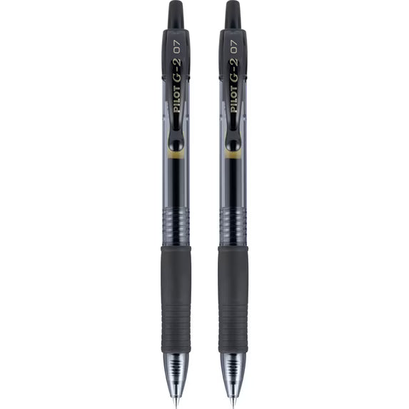 Pilot G2 Retractable Gel Ink Pens, Fine Point, Black, 2 Pack,