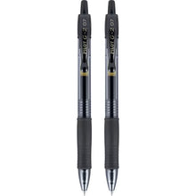 Pilot G2 retractable gel ink pens, black barrels, fine point, two-pack