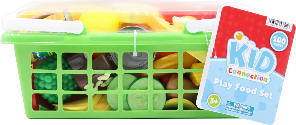 Kid Connection Play Food Basket, 100 Pieces, Toddler Toys - USA MEGA SHOP