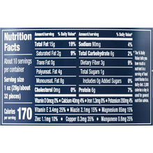 Salted mixed nuts canister Nutrition Facts table with calories and fat details