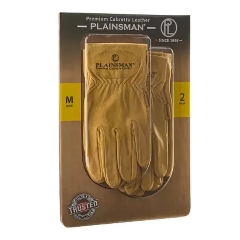 Plainsman Tan Leather Gloves, 2 Pairs