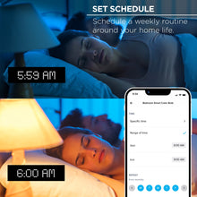 Smart LED bulb app on smartphone showing time schedule controls