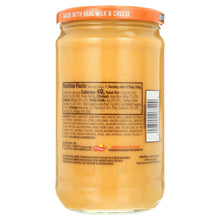 Salsa con queso jar back label with barcode and nutrition facts, 23 oz