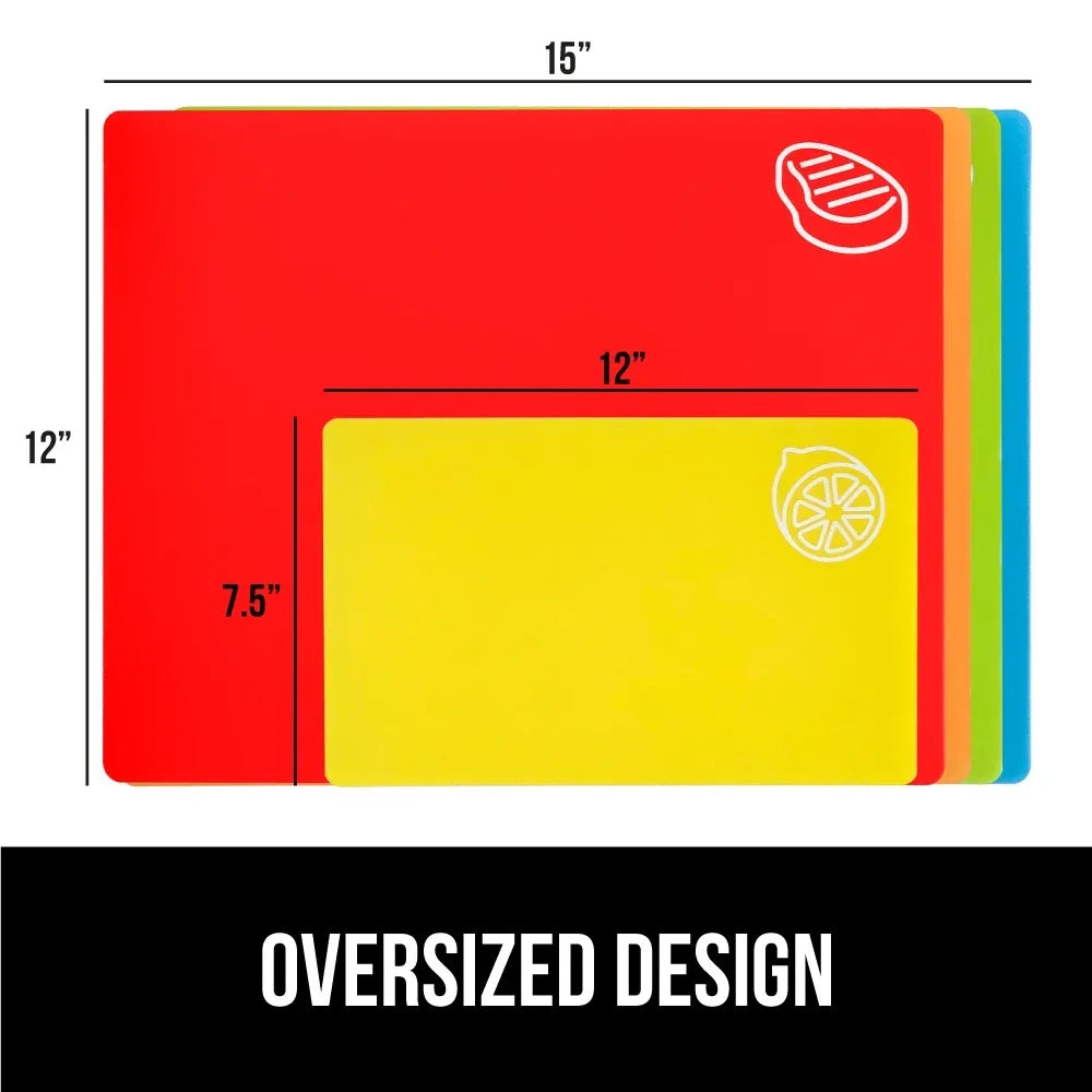 GORILLA GRIP Cutting Board, Flexible, Durable Plastic Chopping Mats, 15x12, Multicolor - USA MEGA SHOP