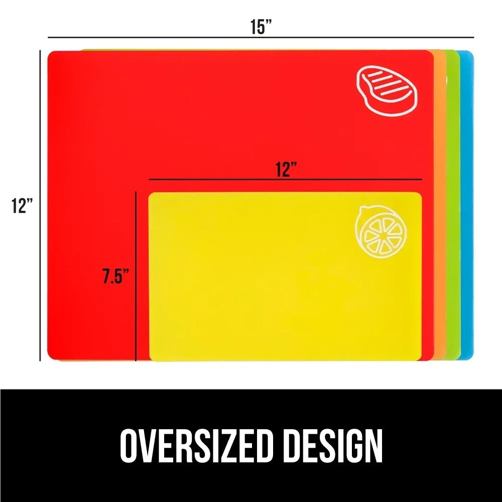 GORILLA GRIP Cutting Board, Flexible, Durable Plastic Chopping Mats, 15x12, Multicolor