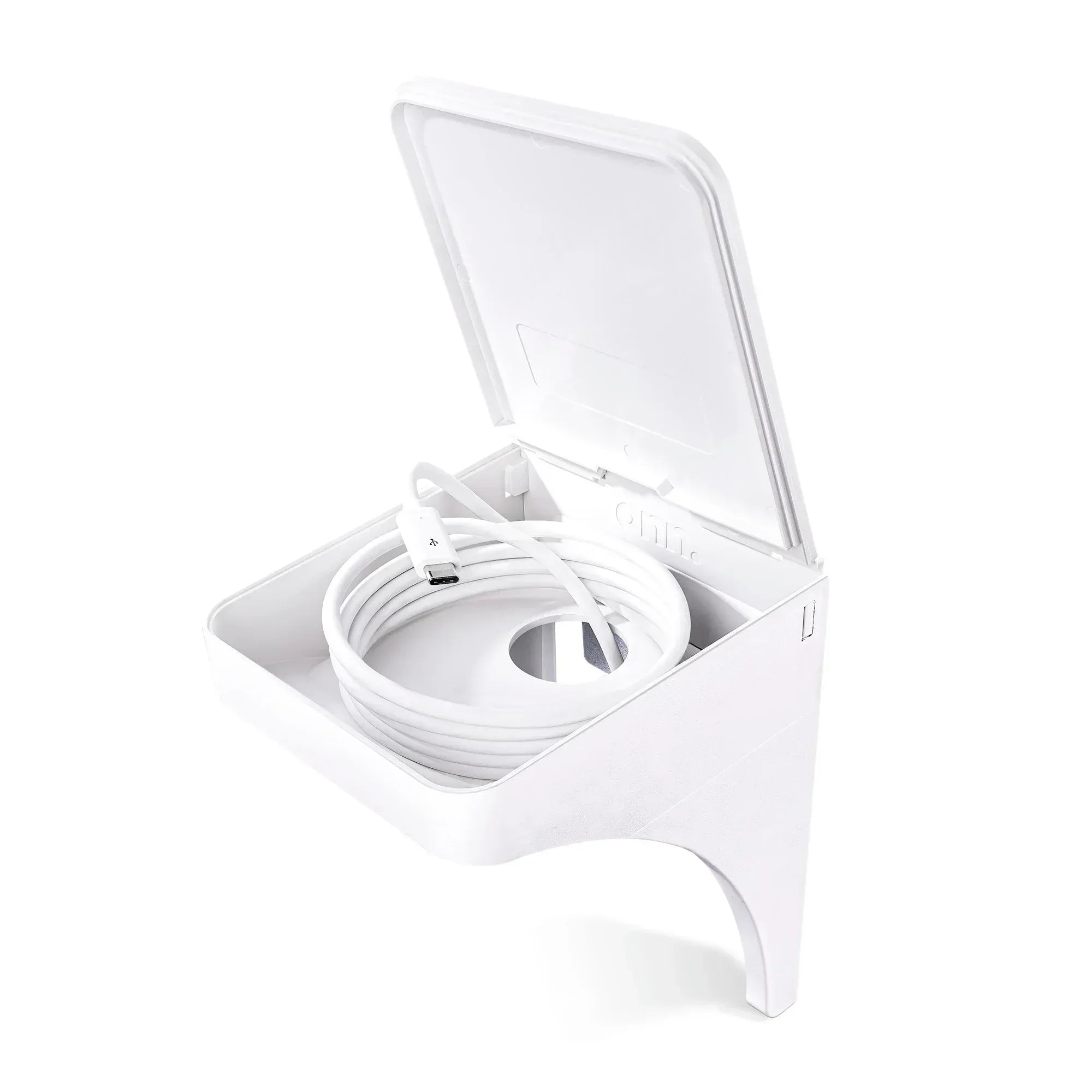 onn. White Outlet Shelf with Power Cord Storage Compartment