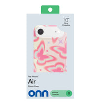 Retail box for clear phone case with pink butterfly pattern and drop protection