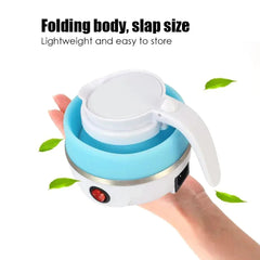 Travel Portable Foldable Electric Kettle, 0.6L Small Collapsible Hot Water Boiler For Coffee Tea (Blue)