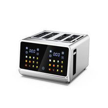 4-slice touchscreen toaster with dual digital displays and stainless housing