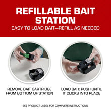 Hands loading refillable bait station cartridge with green bait block