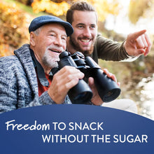 Lifestyle ad graphic: Freedom to snack without the sugar text
