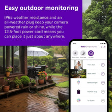 Smartphone screen showing outdoor camera monitoring and device controls