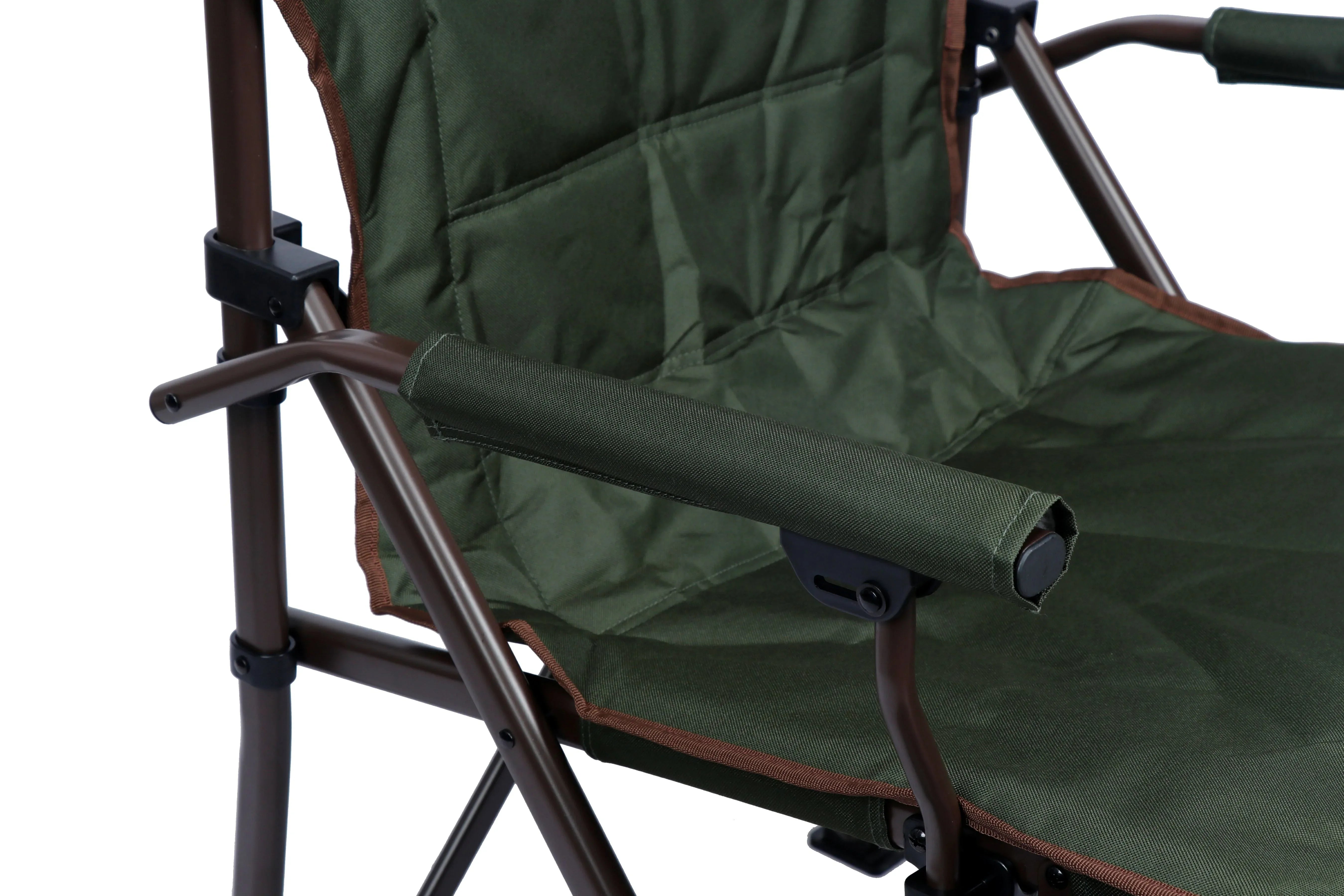 Ozark Trail Heavy Duty Hard Arm Camp Chair with Adjustable Cupholder, Tensioned Seat Farbic, Brown - USA MEGA SHOP
