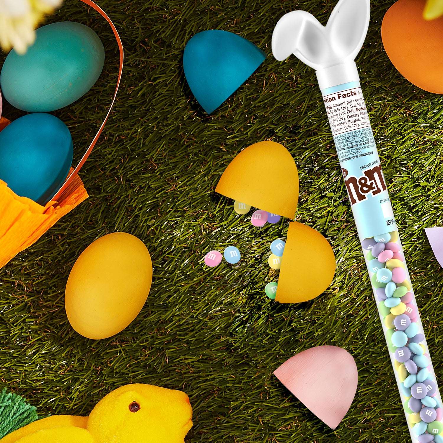 M&M's Milk Chocolate Pastel Blend Easter Candy Bunny Cane - 3 oz