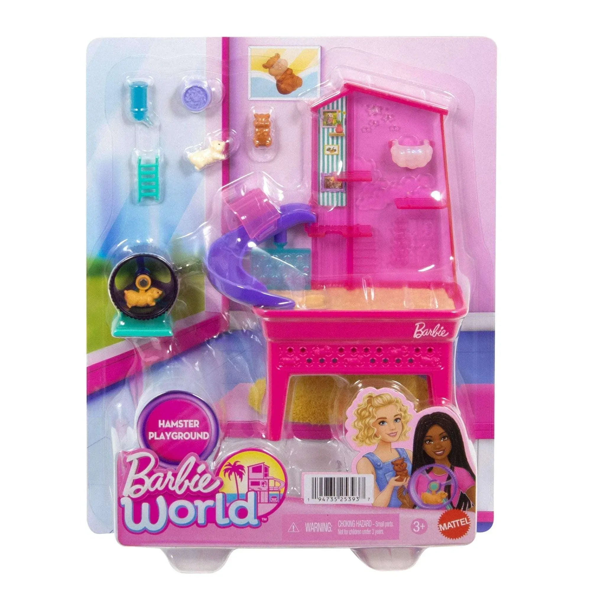 Barbie World Hamster Pet Playground Playset with Wheel, Pets & Food Accessories - USA MEGA SHOP