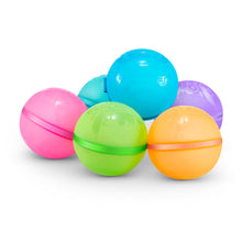 Reusable water balloons, 6-pack of colorful self-sealing balls: pink, blue, green, orange