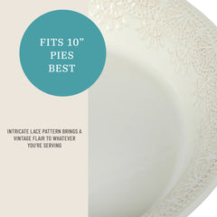 The Pioneer Woman Vintage Lace 10-Inch Stoneware Baking Pie Pan & Tart Dish, Cream