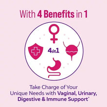Culturelle Women’s Healthy Balance probiotic benefits graphic: 4 in 1 for women